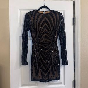 Black sequin cocktail dress